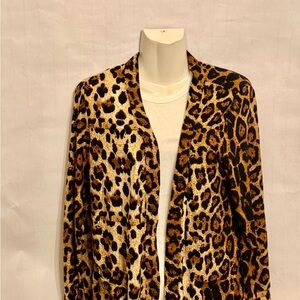 Leopard Print Open Front Blazer Jacket - Brown